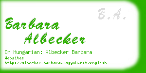 barbara albecker business card